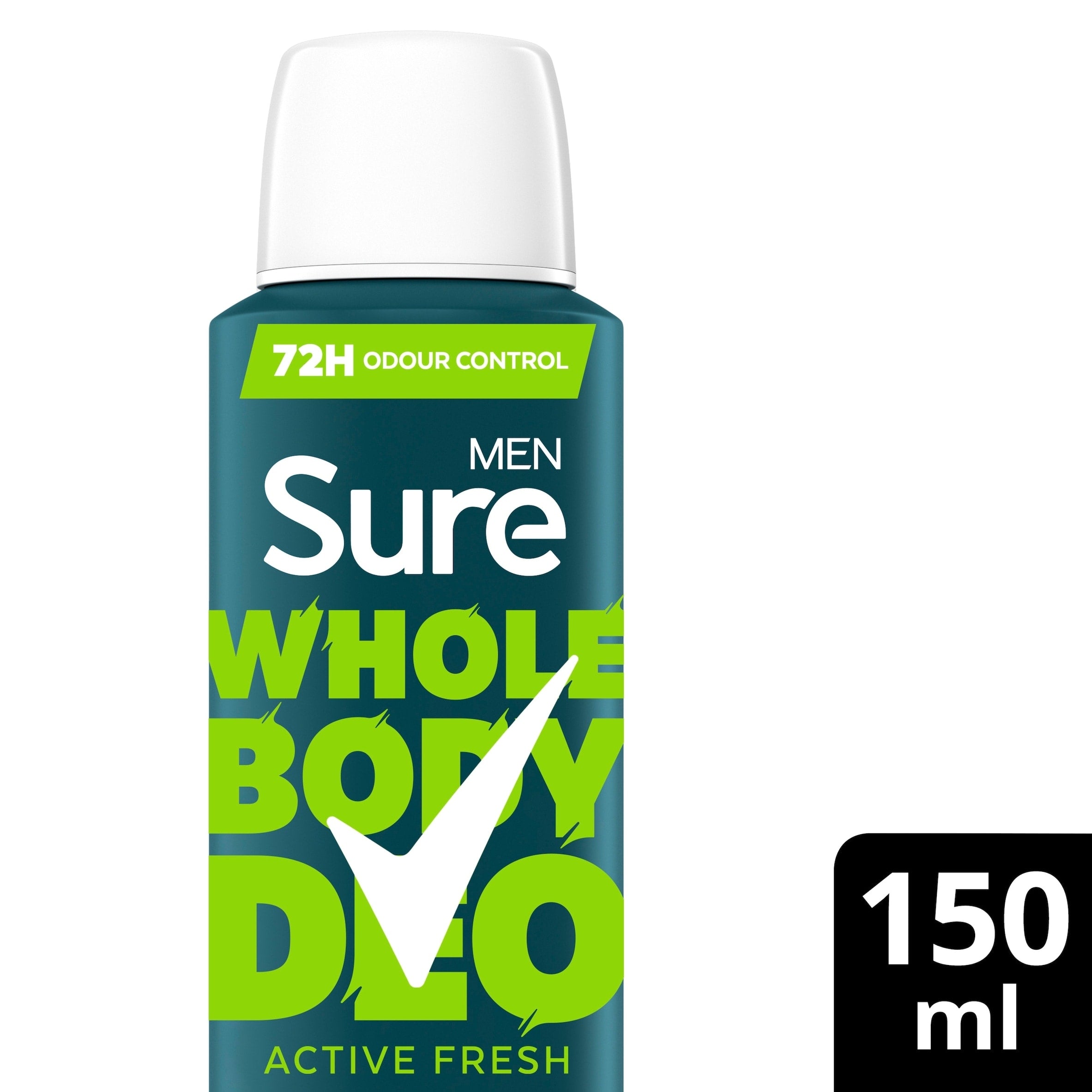 Sure Men Active Fresh Whole Body Deodorant Spray 72 Hour Odour Control 150 ml