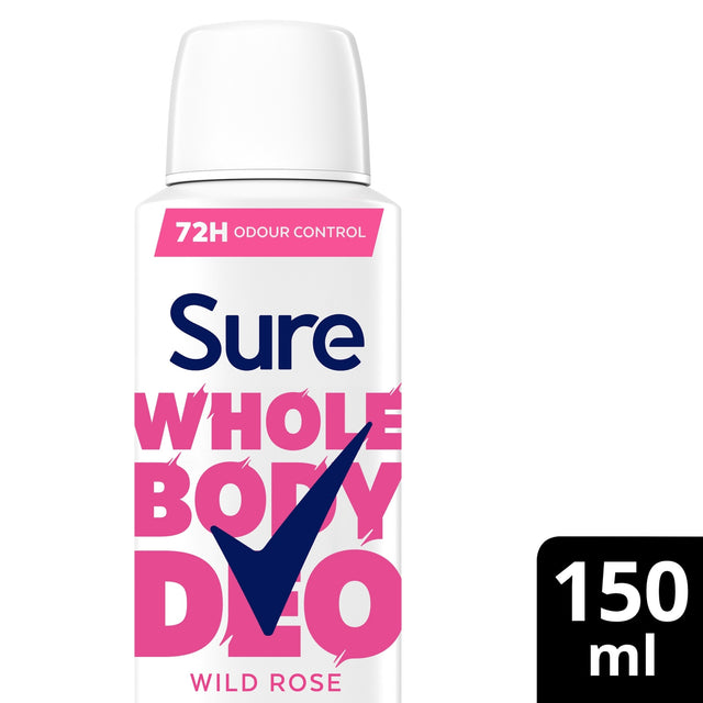 Sure Women Wild Rose Whole Body Deodorant Spray 72 Hour Odour Control 150 ml