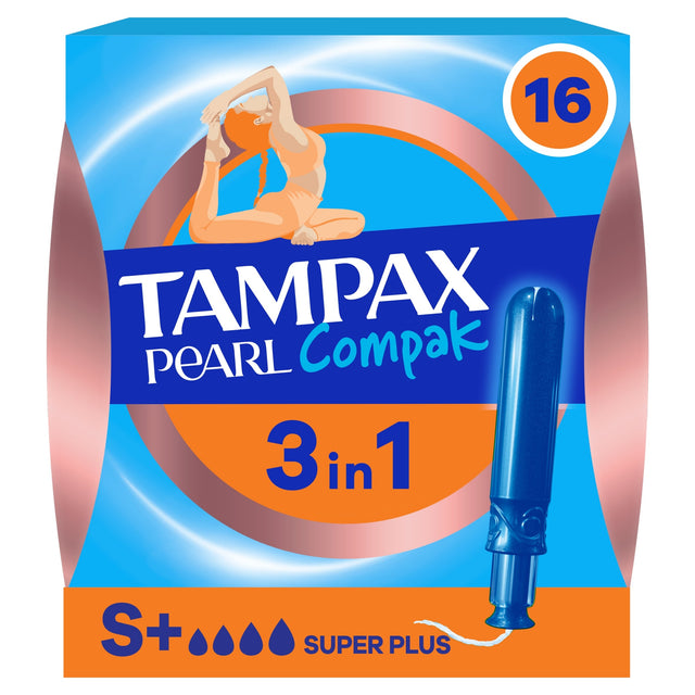 Tampax Pearl Compak Super Plus Tampons With Applicator x 16