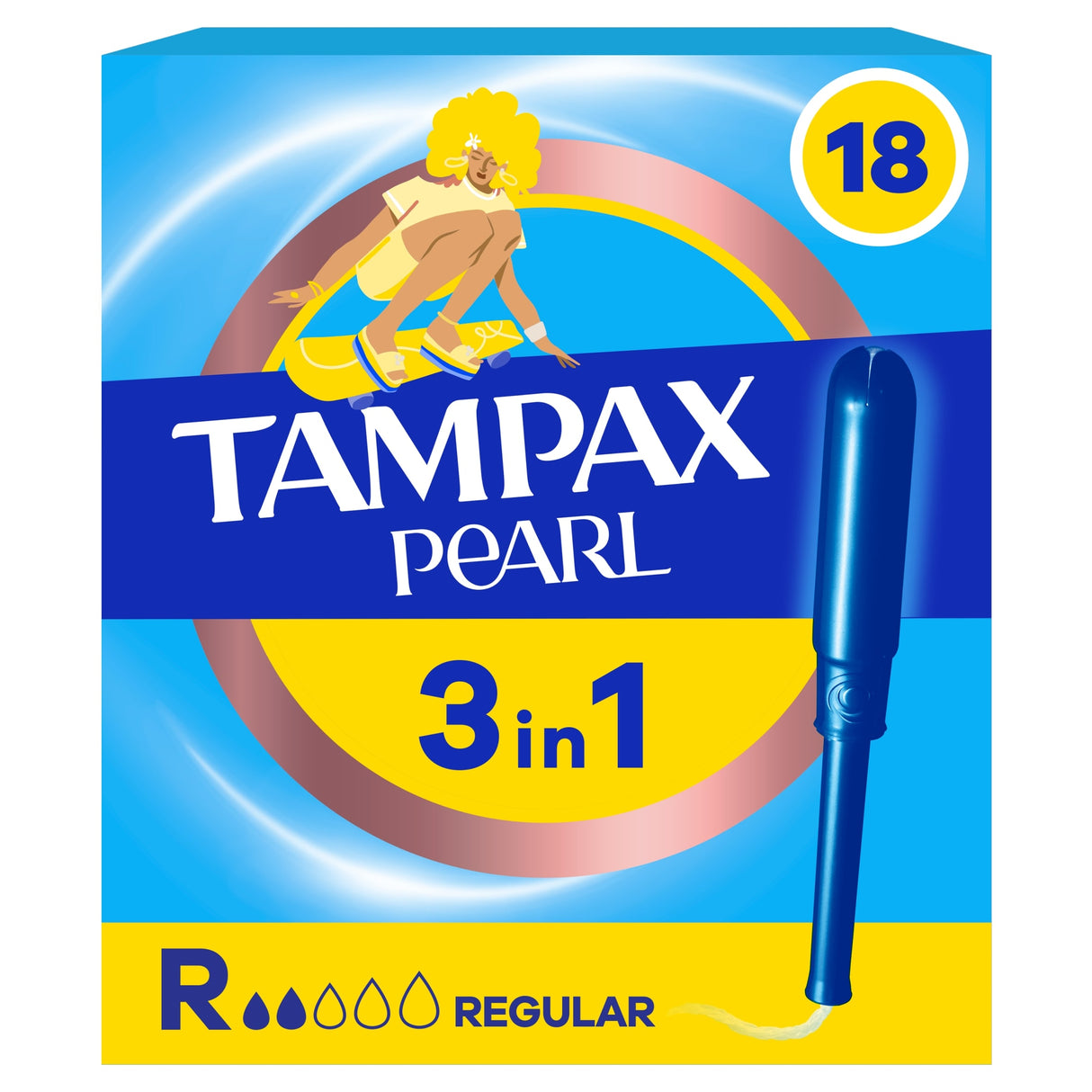Tampax Pearl Regular Applicator Tampons 18 Pack