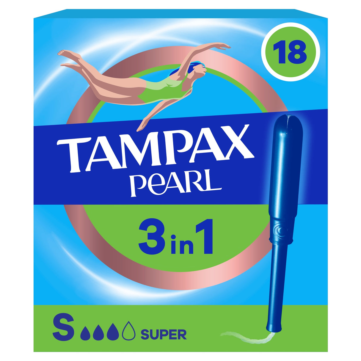 Tampax Pearl Super Tampons Applicator 18 Pack