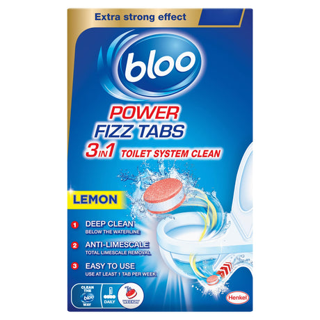 Bloo Power Fizz Tabs 3 in 1 Toilet System Clean Lemon 8 x 22.5 g