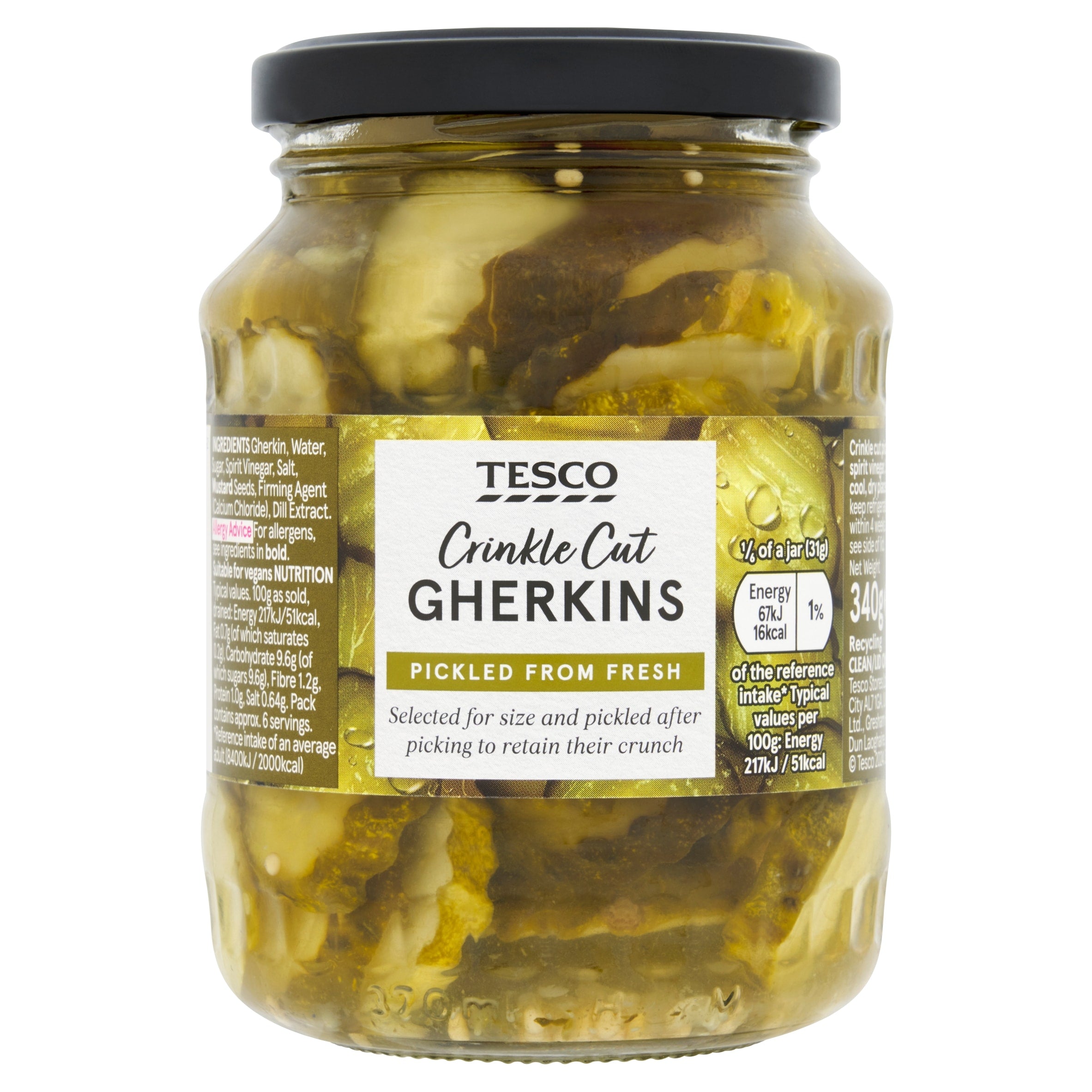 Tesco Crinkle Cut Gherkins 340 g