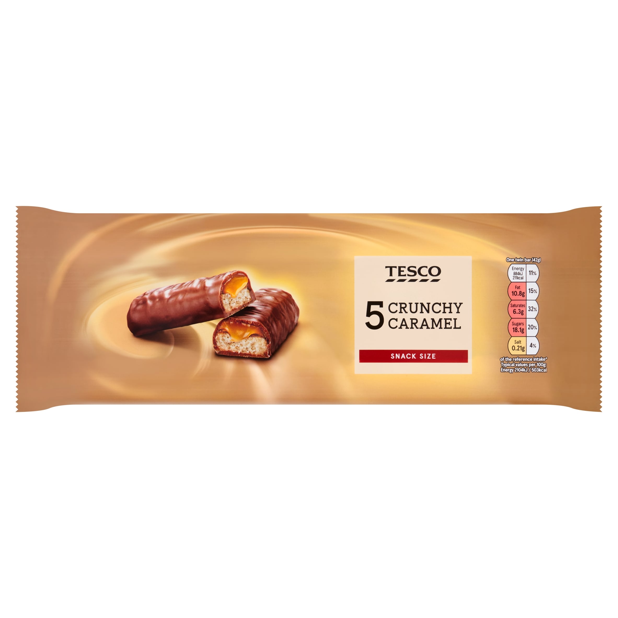 Tesco Crunchy Caramel Chocolate Bars Multi-Pack 5 x 42 g