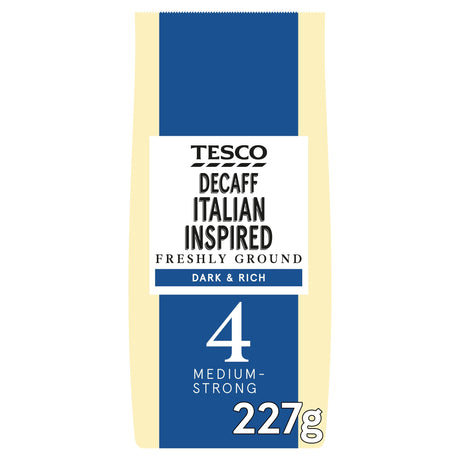 Tesco Decaf Italian Inspired Freshly Ground Coffee No. 4 227 g