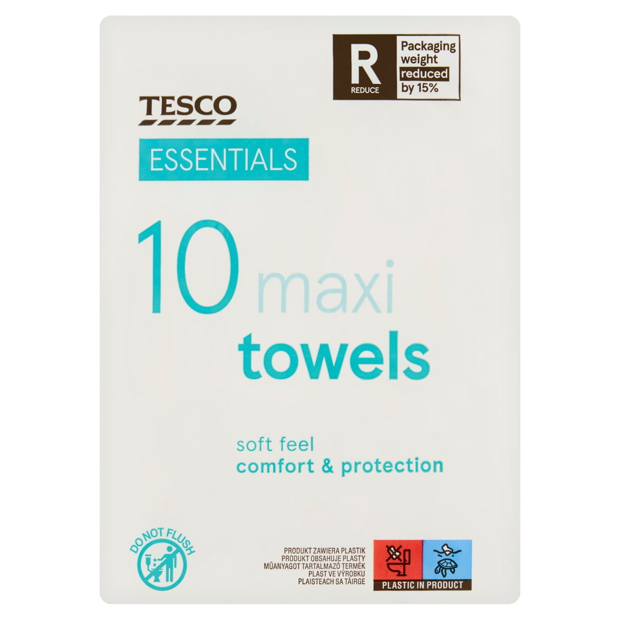 Tesco Essentials Maxi Towels 10 Pack