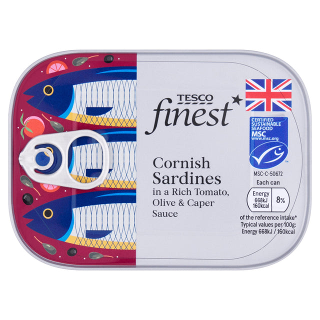 Tesco Finest Cornish Sardines In A Rich Tomato Oliver & Caper Sauce 100 g