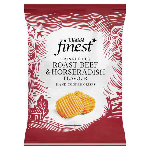Tesco Finest Crinkle Cut Roast Beef & Horseradish Flavour Hand Cooked Crisps 150 g