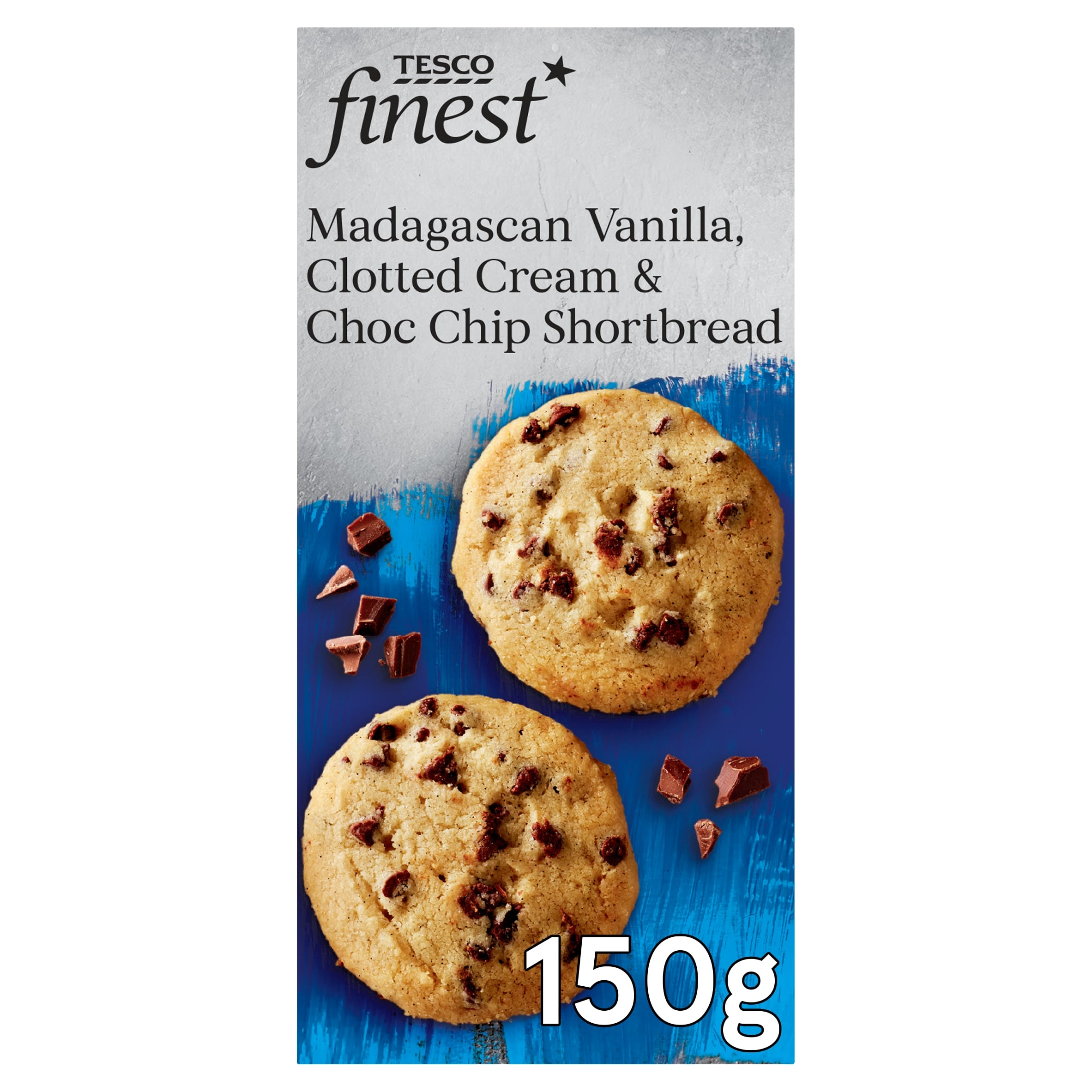 Tesco Finest Madagascan Vanilla Clotted Cream & Choc Chip Shortbread 150 g