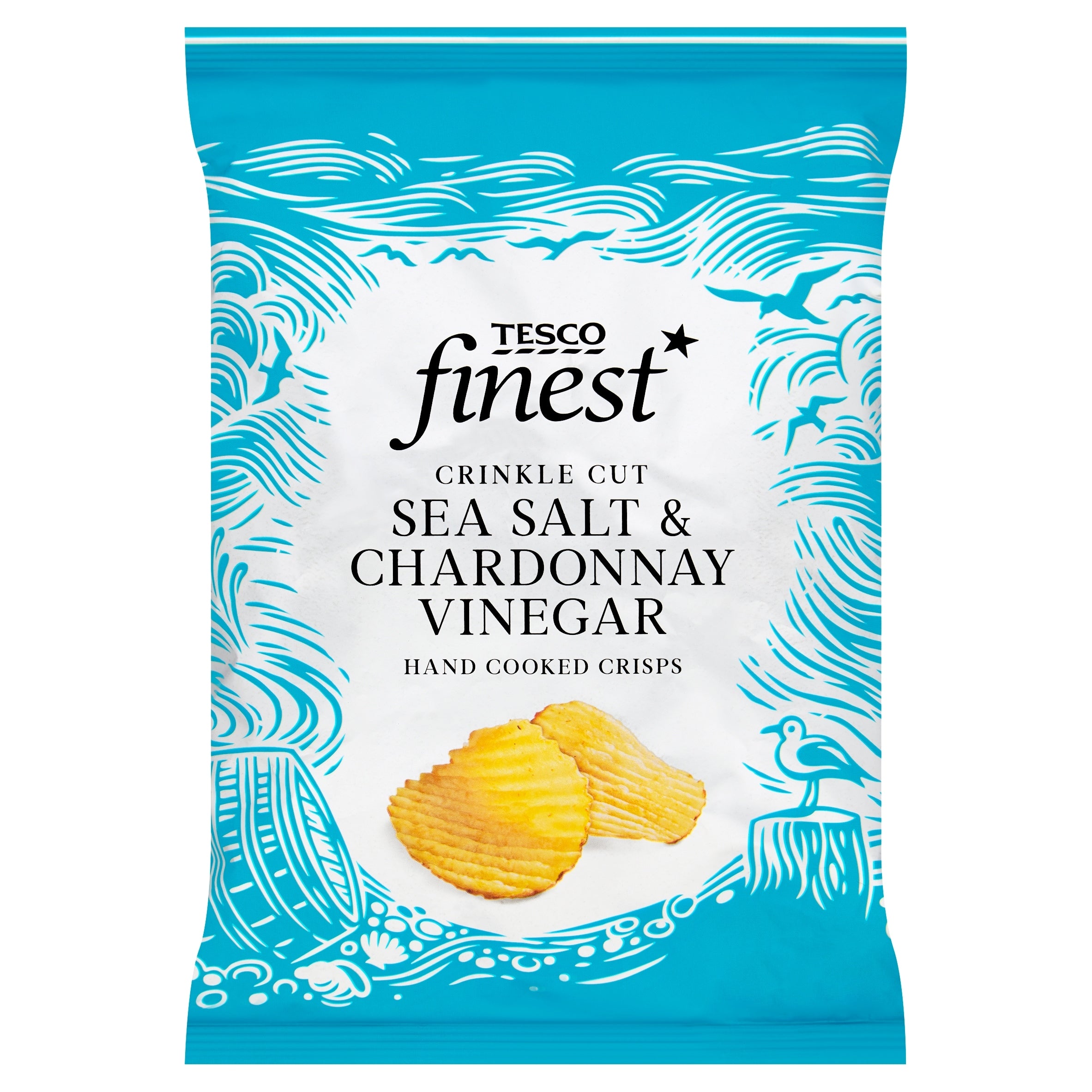 Tesco Finest Sea Salt & Chardonnay Vinegar Crinkle Cut Crisps 150 g