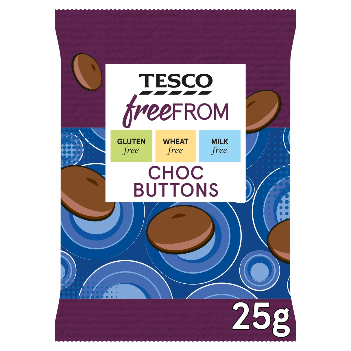 Tesco Free From Choc Buttons 25 g