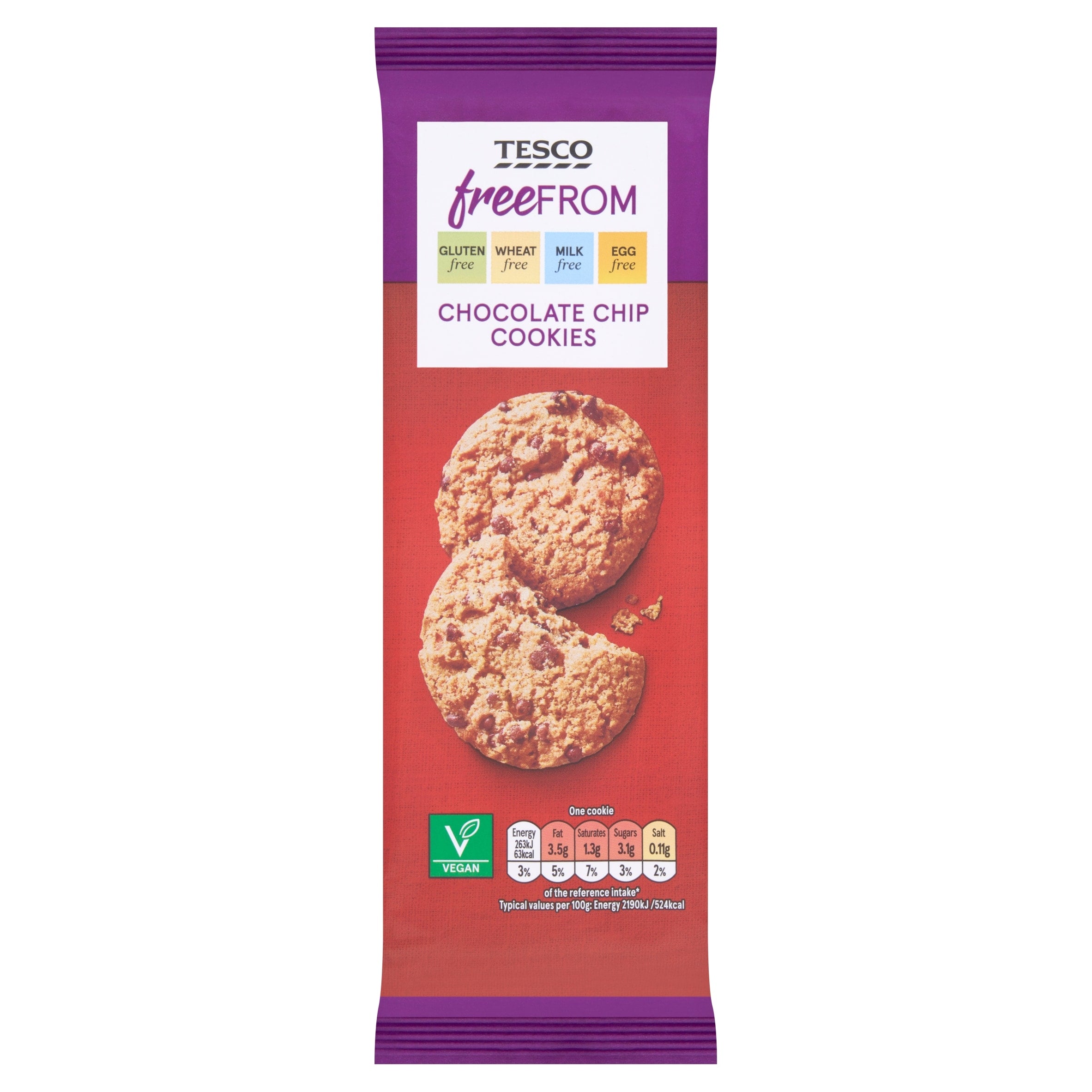 Tesco Free From Chocolate Chip Cookies 145 g