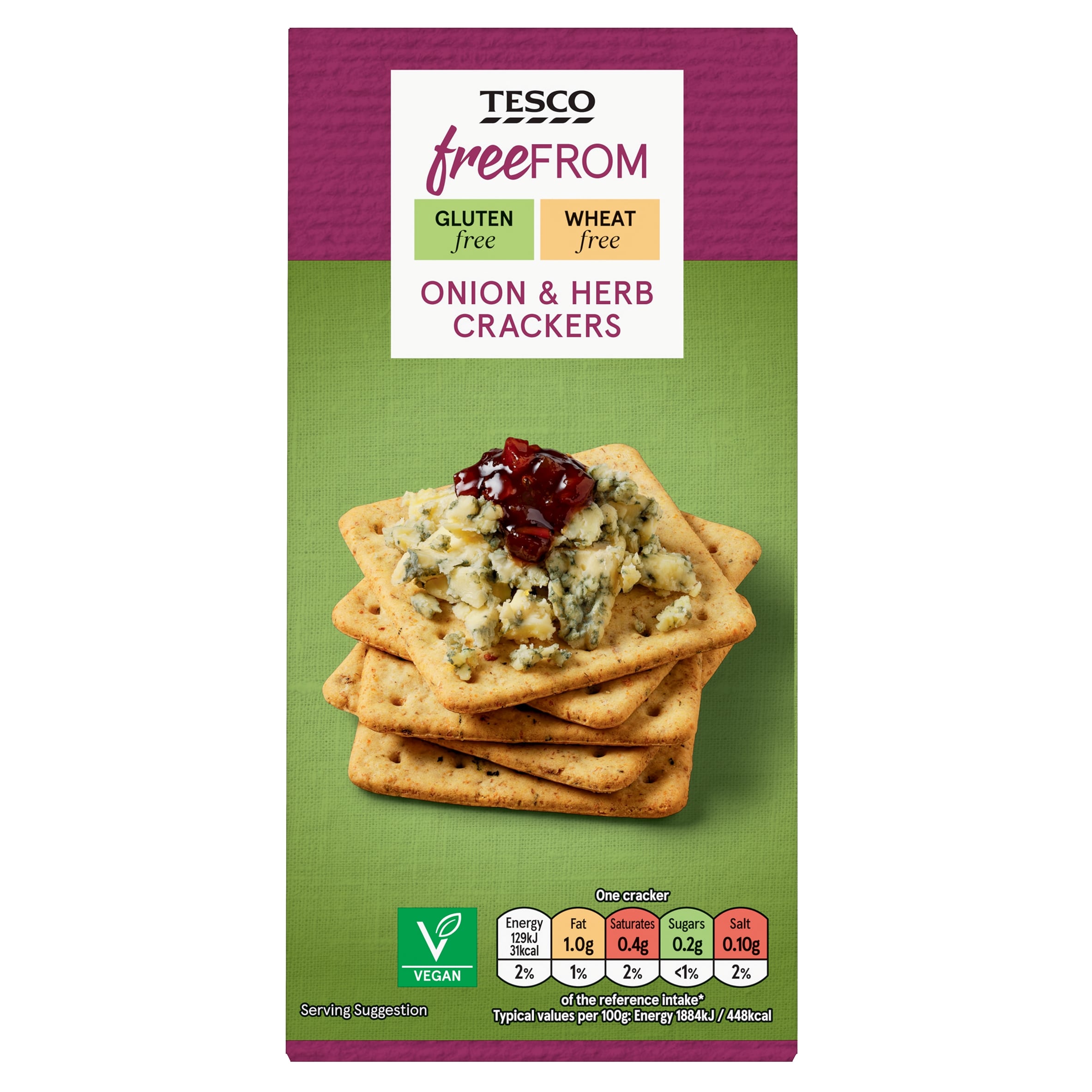 Tesco Free From Onion & Herb Crackers 137 g