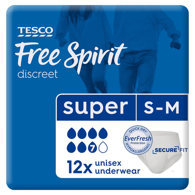Tesco Free Spirit Super Underwear Small Medium x12