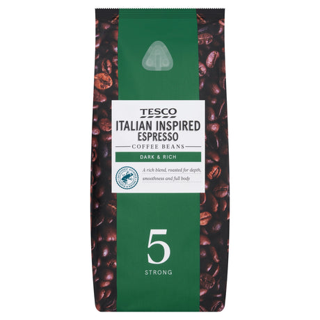 Tesco Italian Inspired Espresso Coffee Beans Medium Strong 454 g