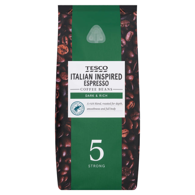 Tesco Italian Inspired Espresso Coffee Beans Medium Strong 454 g