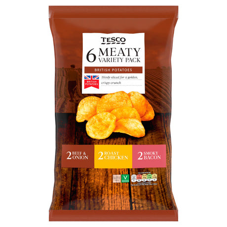 Tesco Meaty Variety Crisps 6 x 25 g