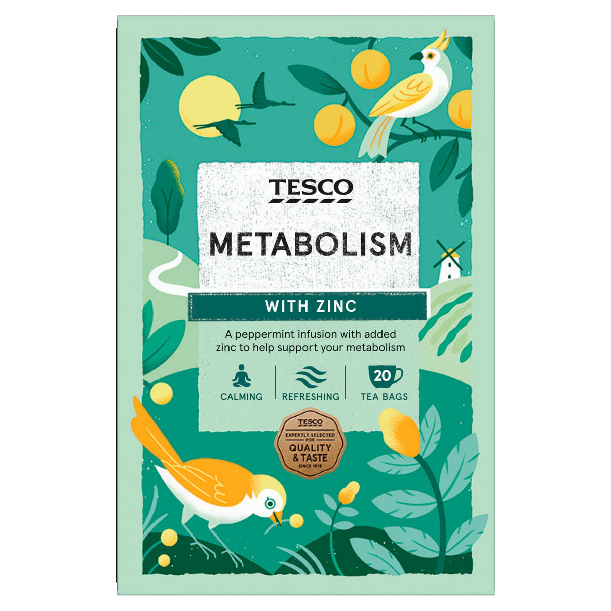 Tesco Metabolism Peppermint With Zinc 20 Herbal Tea Bags 40 g