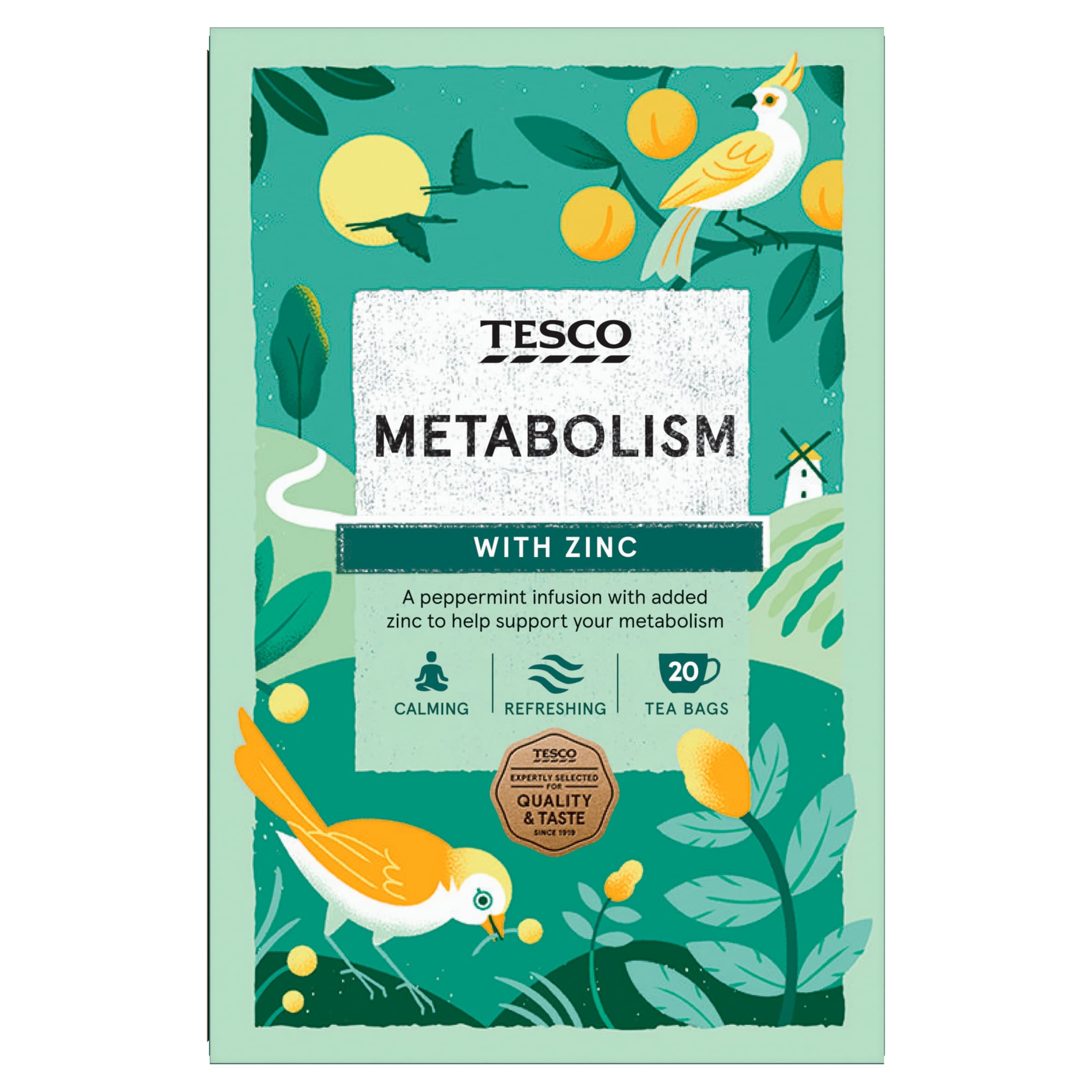 Tesco Metabolism Peppermint With Zinc 20 Herbal Tea Bags 40 g