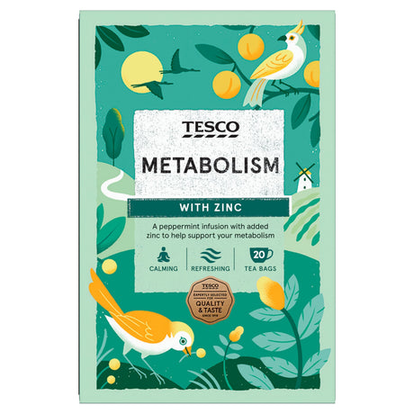 Tesco Metabolism Peppermint With Zinc 20 Herbal Tea Bags 40 g
