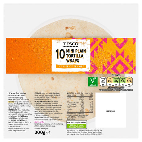 Tesco Mini Plain Tortillas x 10 300 g