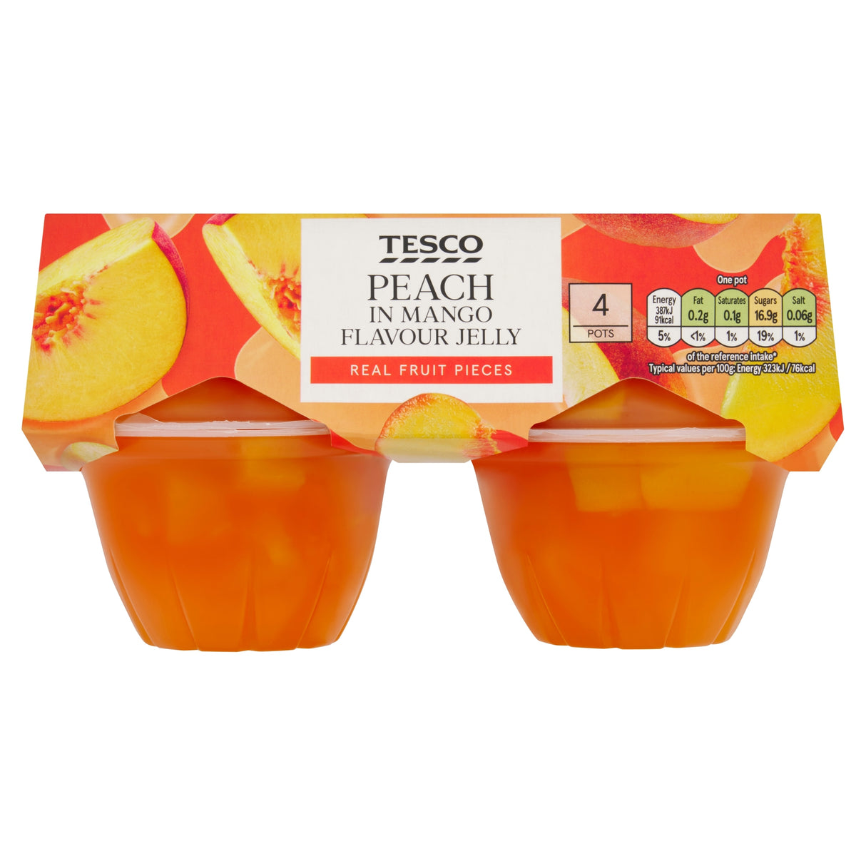 Tesco Peach In Mango Flavour Jelly 4 x 120 g