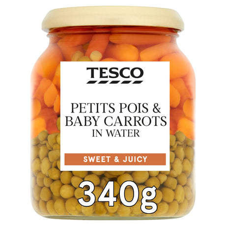 Tesco Petits Pois & Baby Carrot Water 340 g