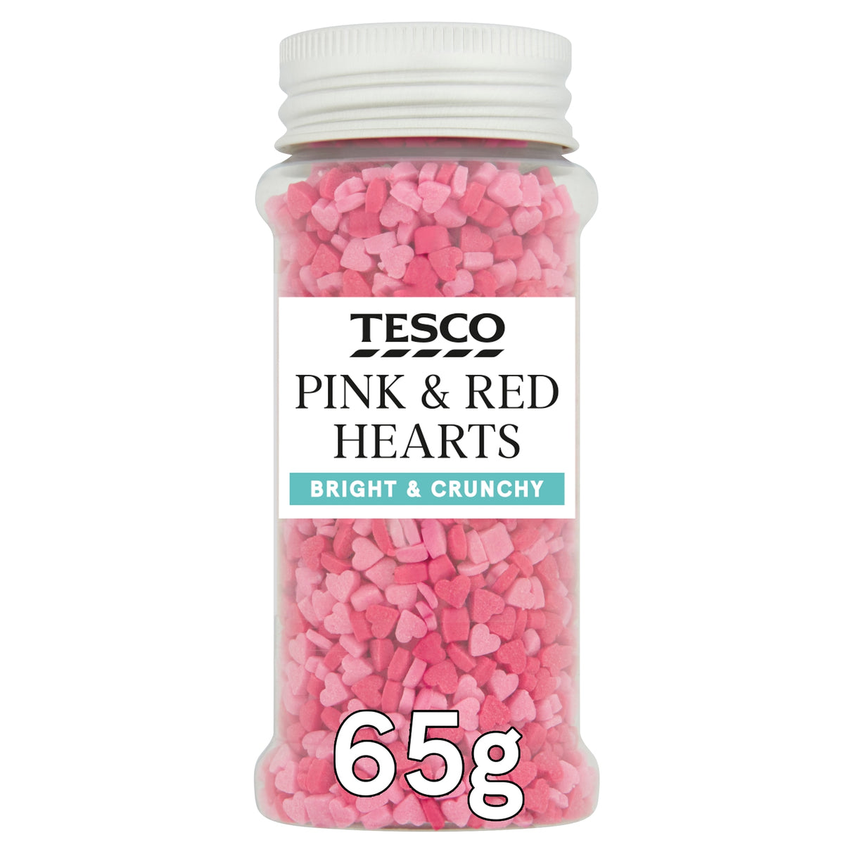 Tesco Pink & Red Heart Sprinkles 65 g