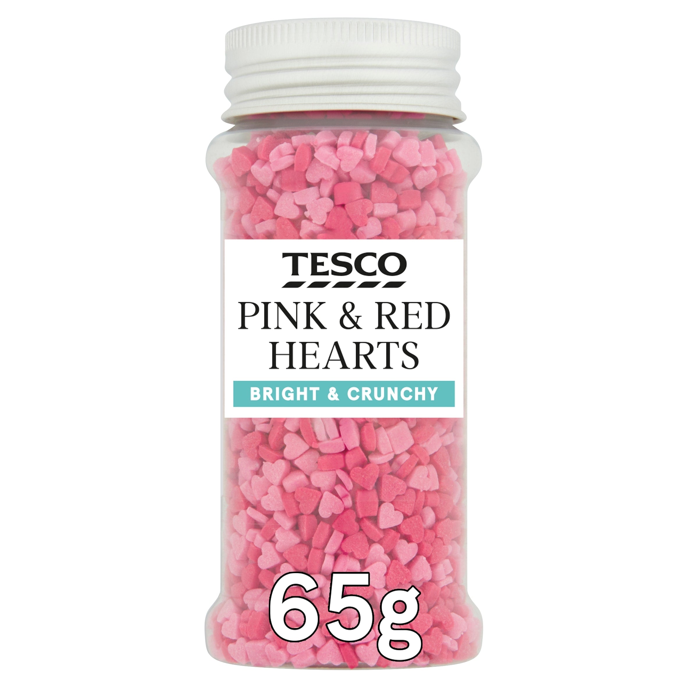 Tesco Pink & Red Heart Sprinkles 65 g