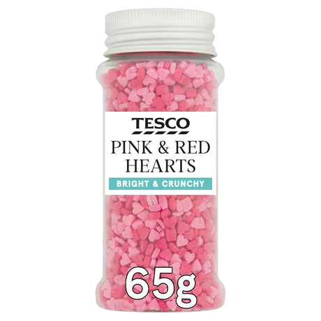 Tesco Pink & Red Heart Sprinkles 65 g