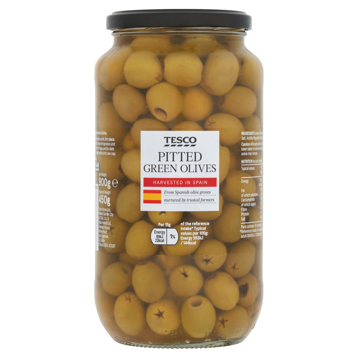 Tesco Pitted Green Olives 900 g