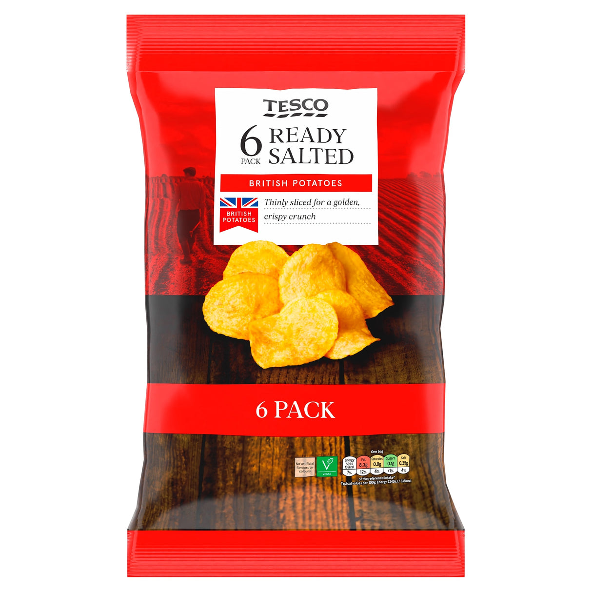 Tesco Ready Salted Crisps 6 x 25 g