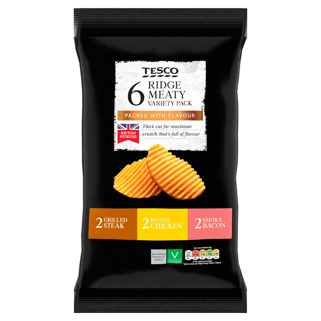 Tesco Ridge Meaty Variety Pack Crisps 6 x 30 g