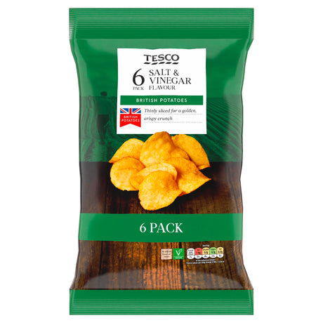 Tesco Salt & Vinegar Crisps 6 x 25 g