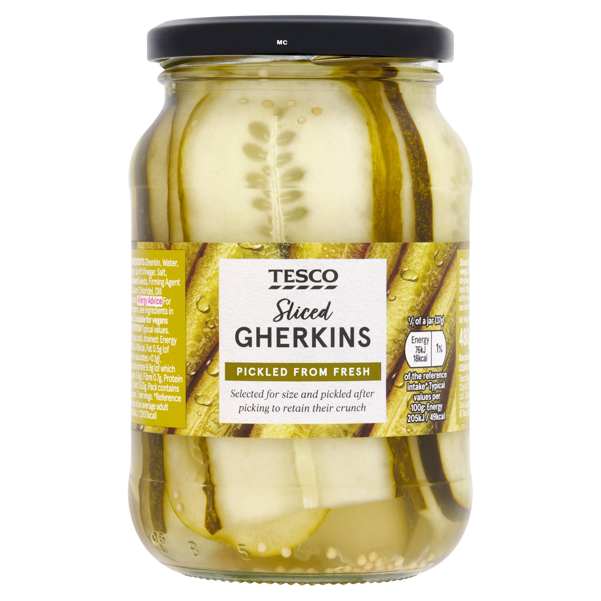 Tesco Sliced Gherkins 480 g