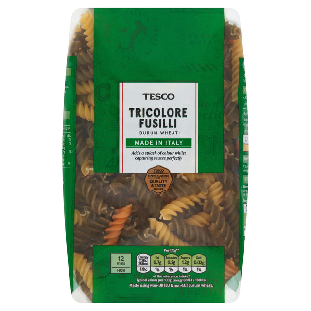 Tesco Tricolore Fusilli Pasta Twists 500 g