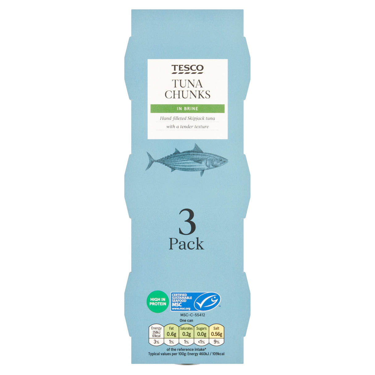 Tesco Tuna Chunks In Brine 3 x 80 g