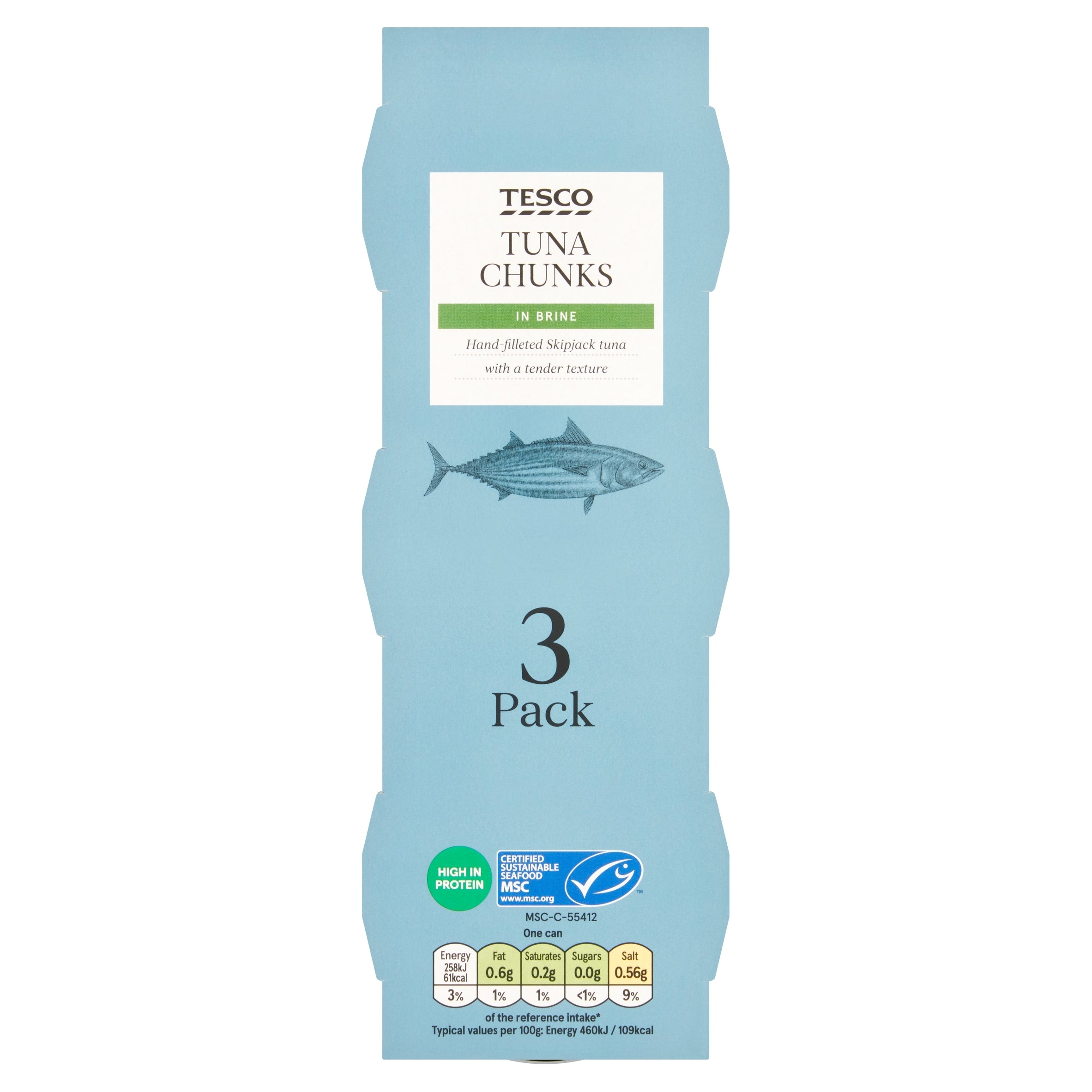 Tesco Tuna Chunks In Brine 3 x 80 g