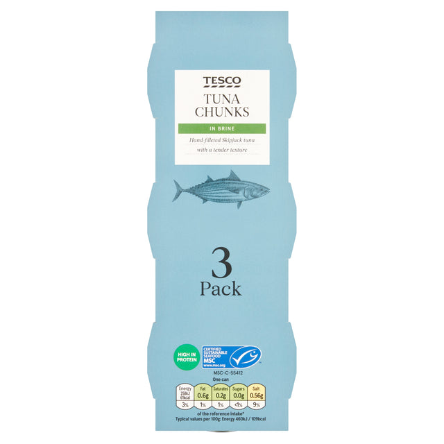 Tesco Tuna Chunks In Brine 3 x 80 g