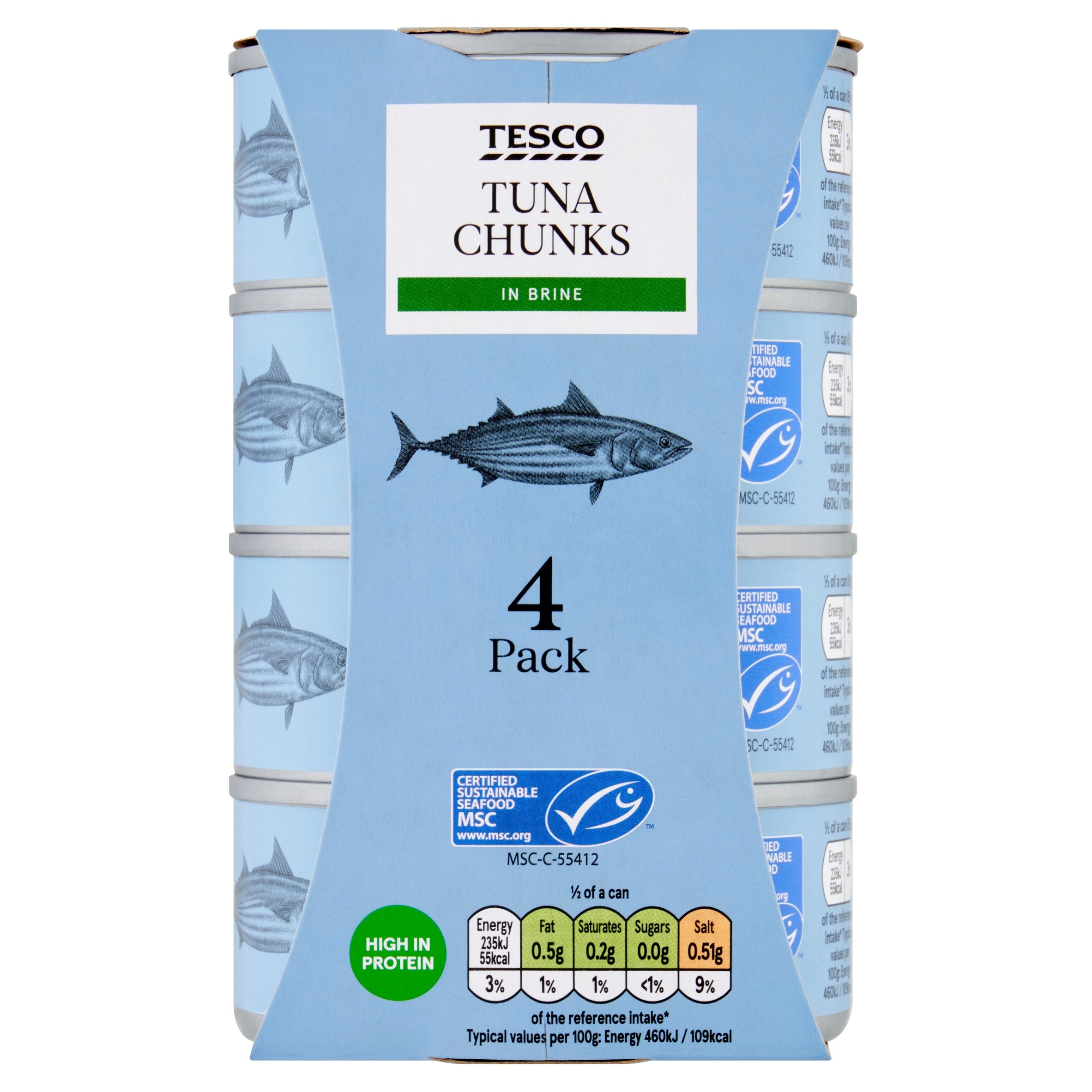 Tesco Tuna Chunks In Brine 4 x 145 g