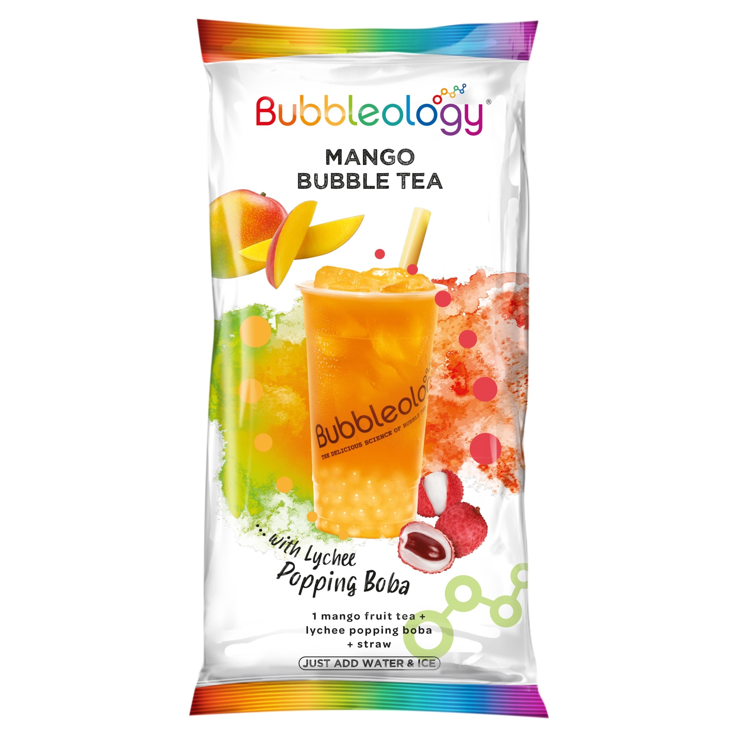 Bubbleology Mango Bubble Tea With Lychee Popping Boba 102.5 g + 35 ml