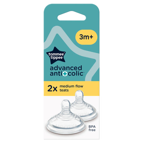 Tommee Tippee Advanced Anti-Colic Baby Bottle Teats Medium Flow 3 Months+ x2
