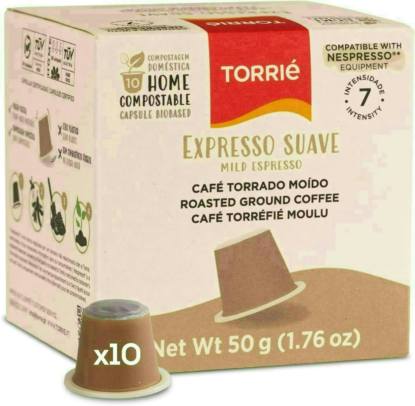 Torrie Home Compostable Mild Taste Nespresso Compatible Biodegradable Coffee Capsules 10 Pods