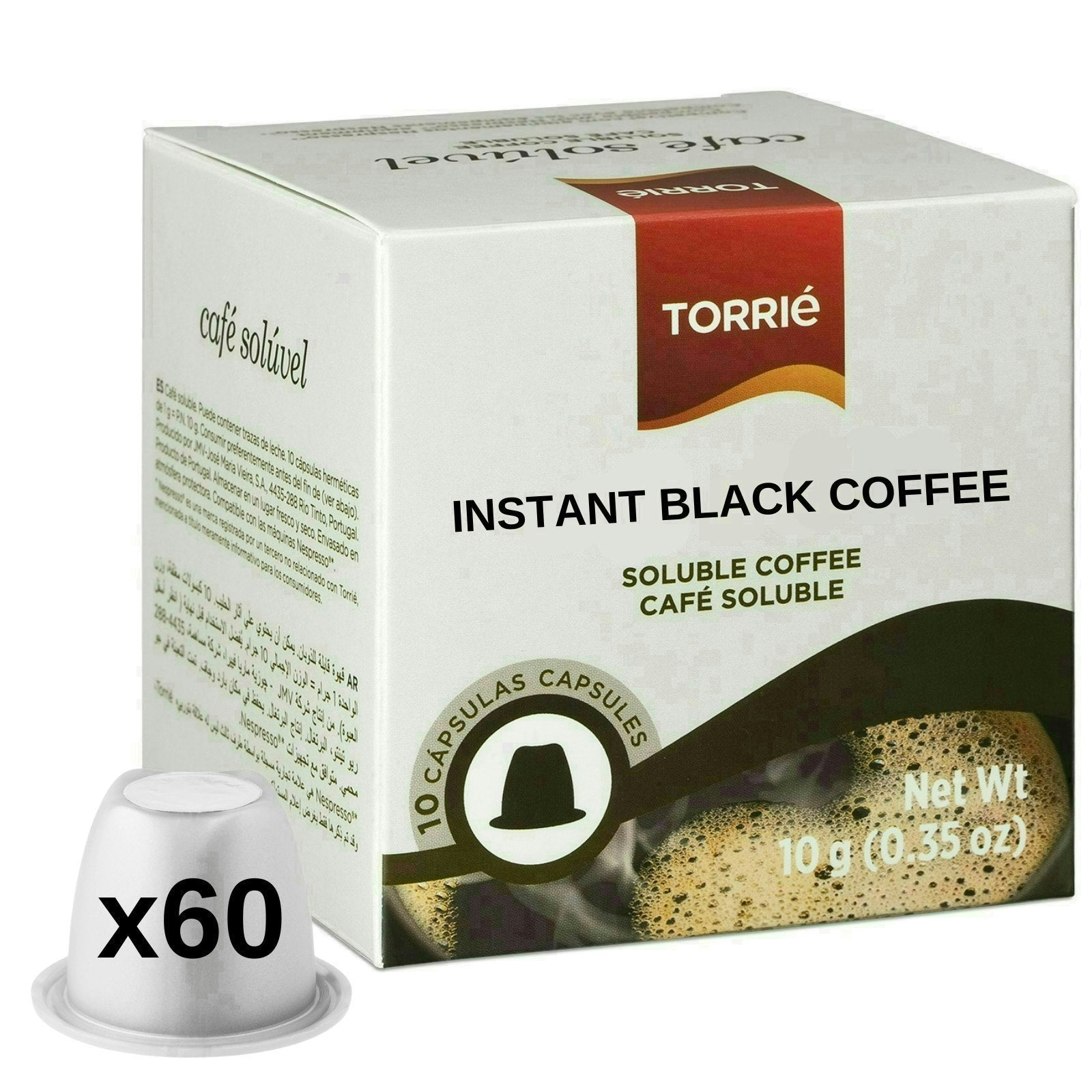 Torrie Instant Black Coffee Nespresso Compatible Capsules 60 Pods