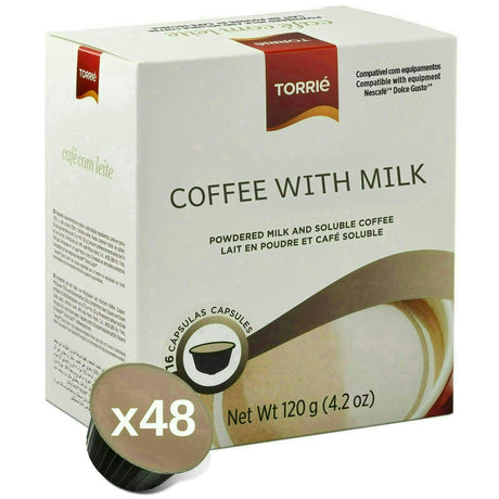 Torrie Instant Coffee With Milk Dolce Gusto Compatible Capsules 48 Pods