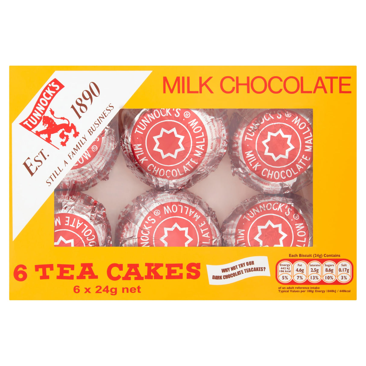 Tunnock's Milk Chocolate Tea Cakes 6 x 24 g