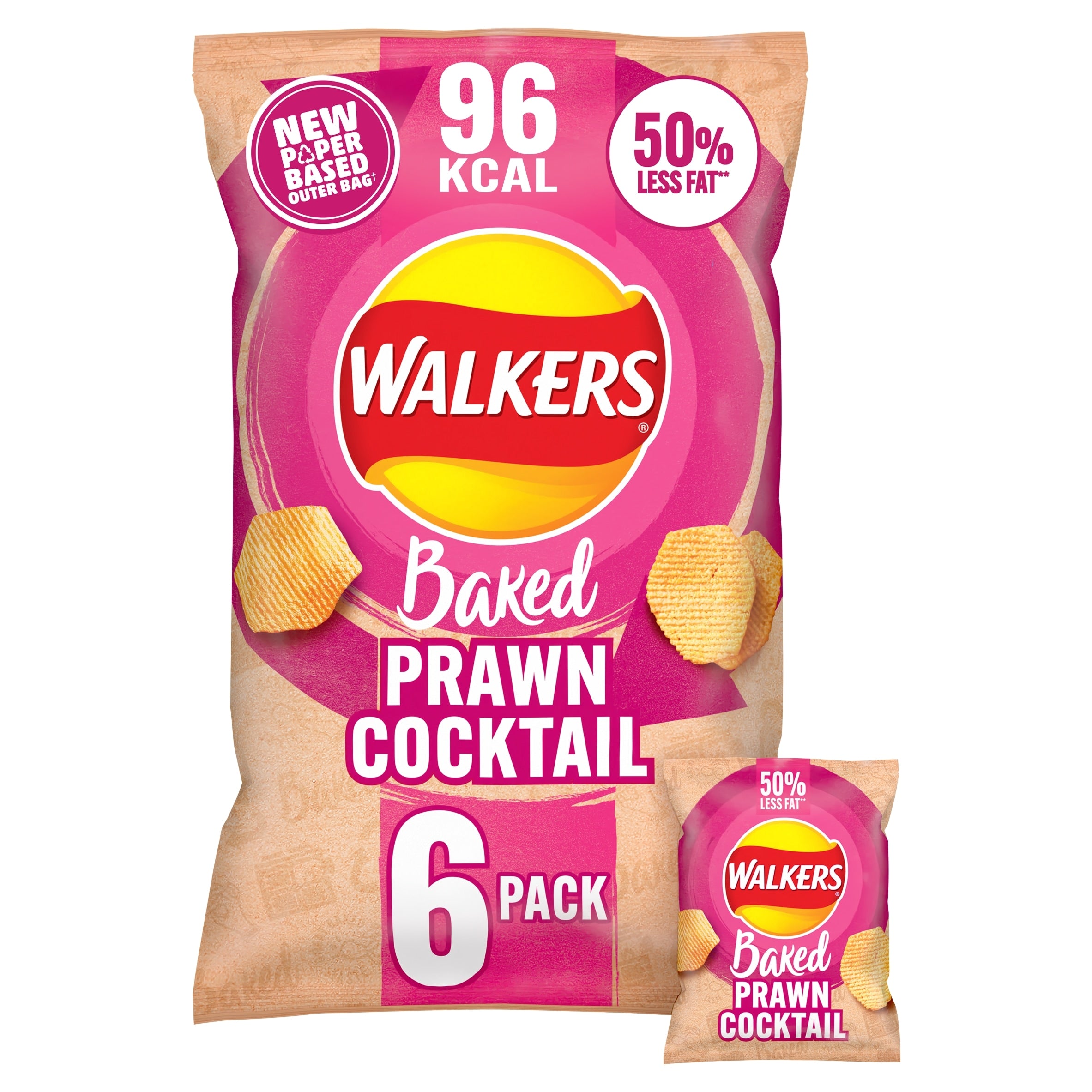 Walkers Baked Prawn Cocktail Multi-Pack Crisps 6 x 22 g