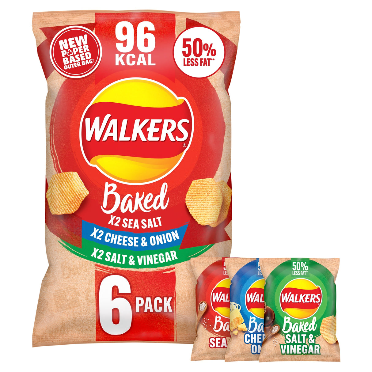 Walkers Baked Variety Multi-Pack Crisps 6 x 22 g