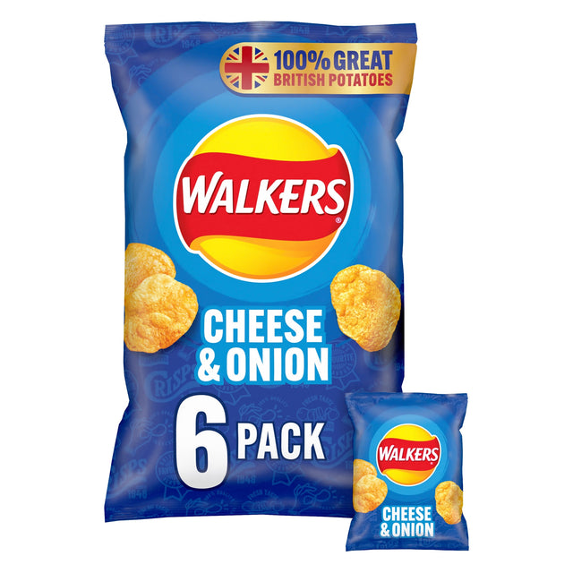 Walkers Cheese & Onion Multi-Pack Crisps 6 x 25 g