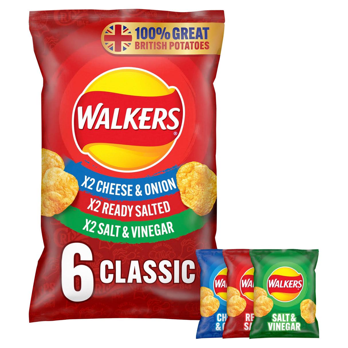 Walkers Classic Variety Multi-Pack Crisps 6 x 25 g